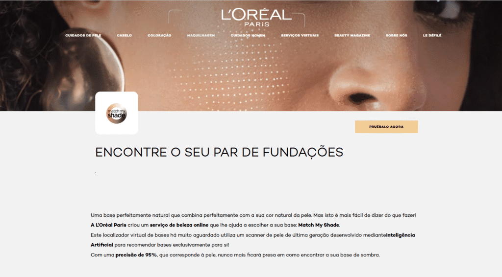 imagem do site da l'oreal paris para a escolha do tom da base