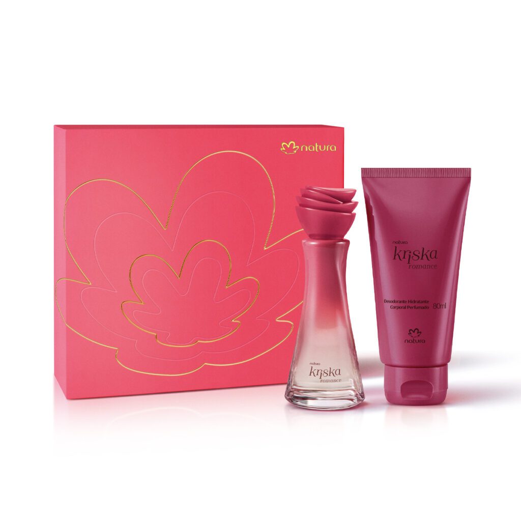 Presente Natura Kriska Romance, perfume em miniatura e creme
