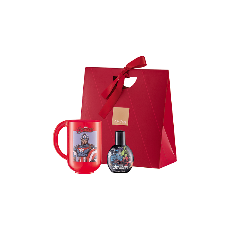 Presentes Avon Branca de Neve e Avengers, caneca e perfume