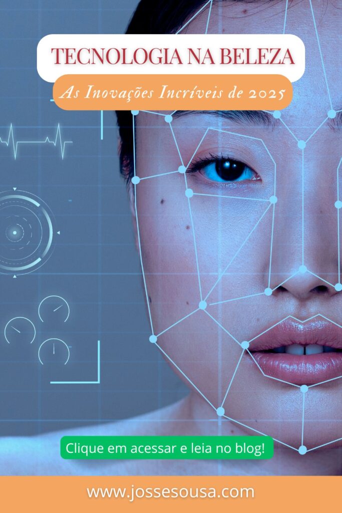 rosto de mulher tecnológico, produtos inovadores de beleza. Tecnologia na Beleza: As Inovações Incríveis de 2025