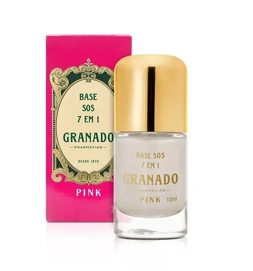 frasco e caixa de esmalte base para fortalecimento de unhas