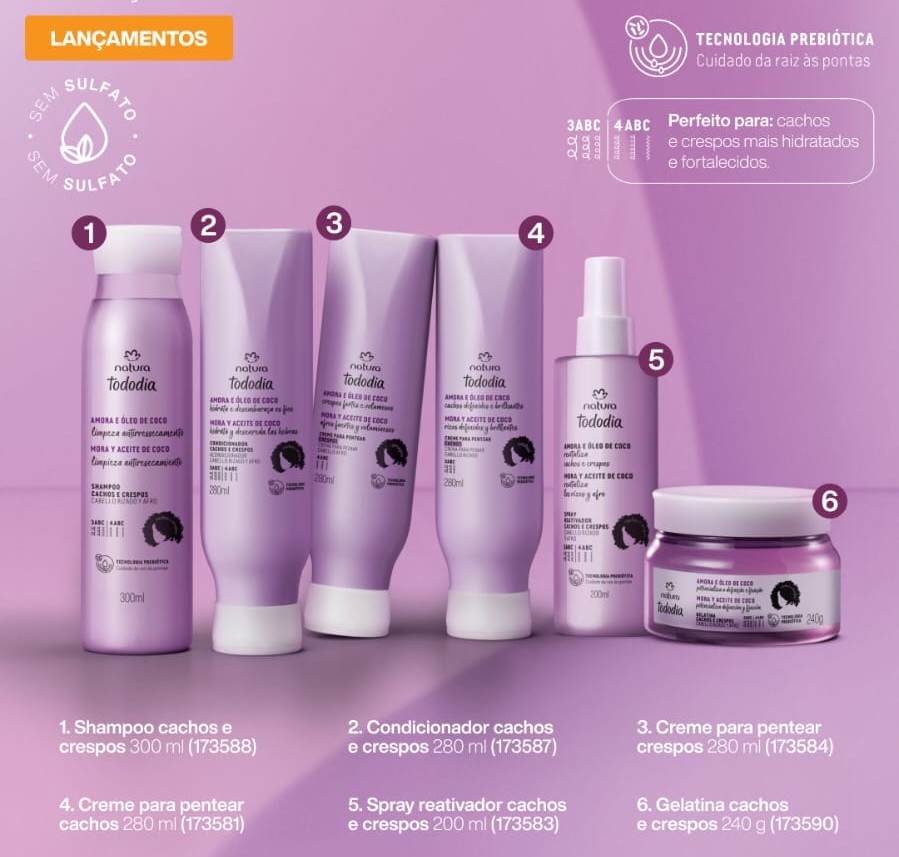 Tododia Amora e Óleo de Coco para Cabelos crespos e Cacheados