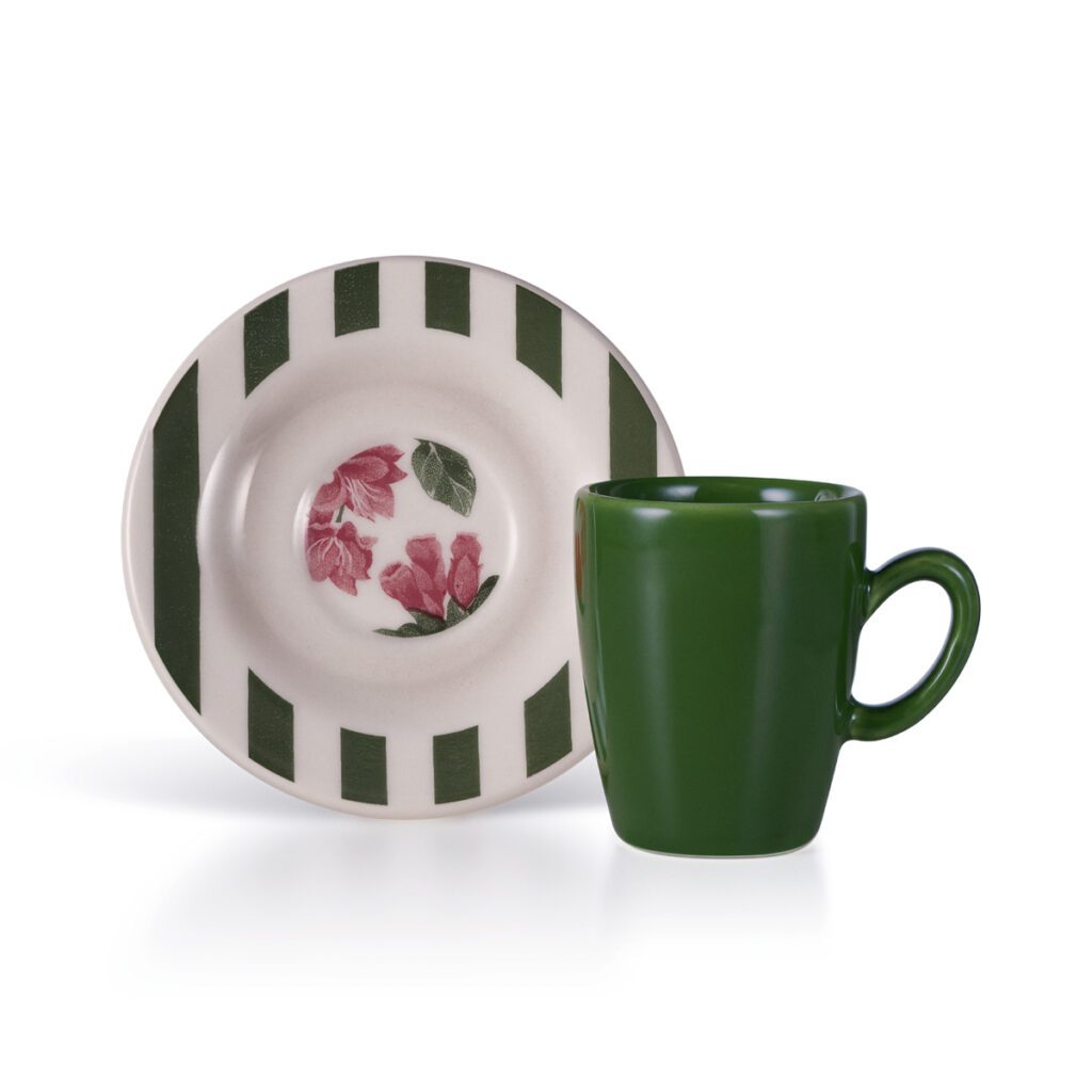 Xícara e pires de porcelana Natura Crer Para Ver