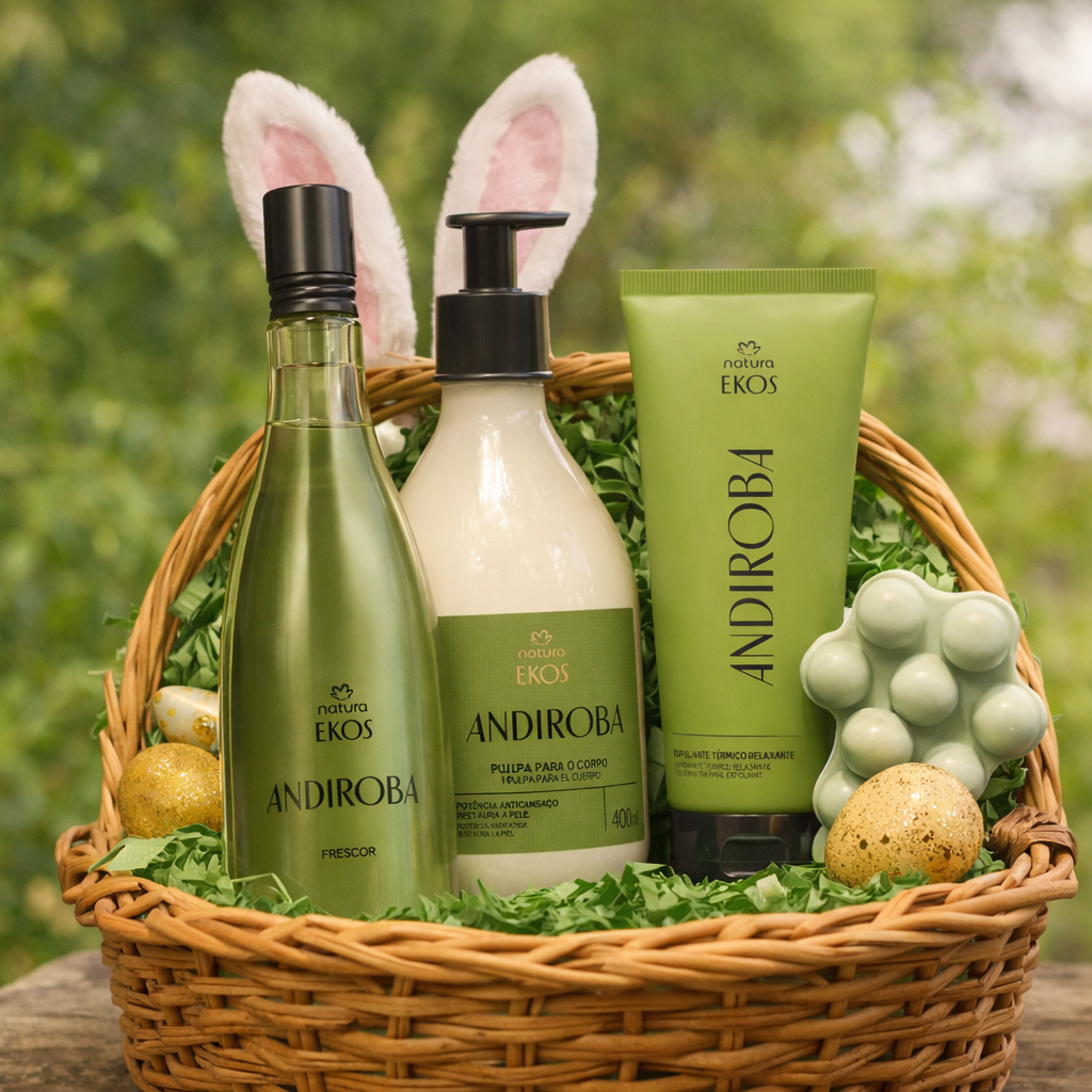 ideias de presente de páscoa diferente, cesta de presente ekos andiroba