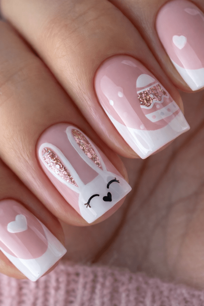 Unhas de Páscoa com Francesinha Delicada e Coelhinho Fofo